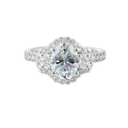 14Kt White Semi Mount 3/4Ctw For 2Ctw Oval Center