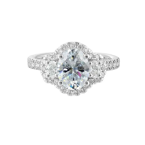14Kt White Semi Mount 3/4Ctw For 2Ctw Oval Center