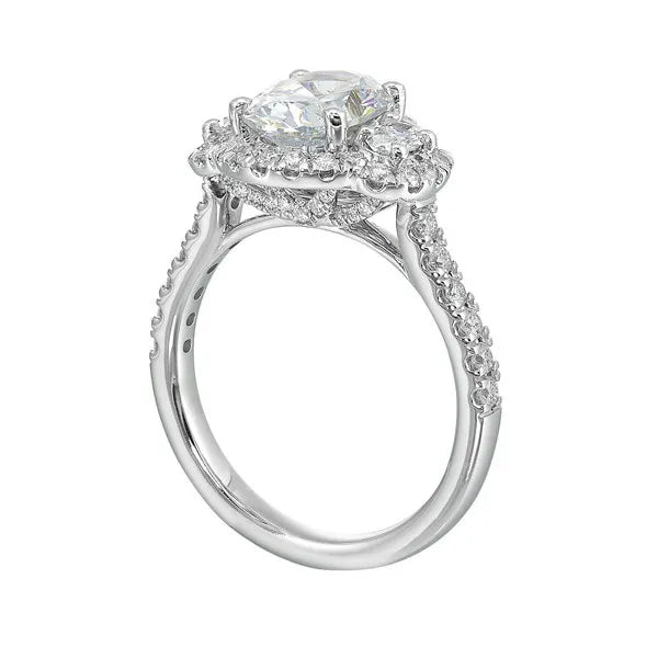 14Kt White Semi Mount 3/4Ctw For 2Ctw Oval Center