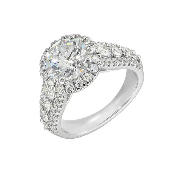 14Kt White Semi Mount 1 1/4Ctw For 2Ctw Round Center