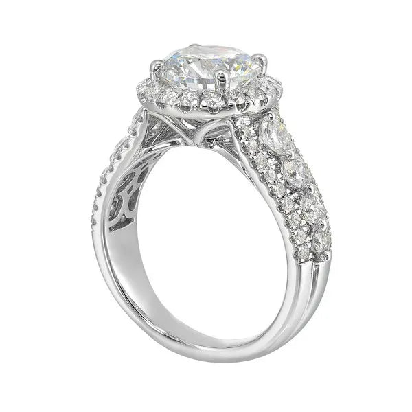 14Kt White Semi Mount 1 1/4Ctw For 2Ctw Round Center