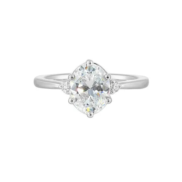 14Kt White Semi Mount 1/15Ctw For 2Ctw Oval Center