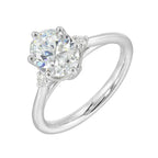 14Kt White Semi Mount 1/15Ctw For 2Ctw Oval Center