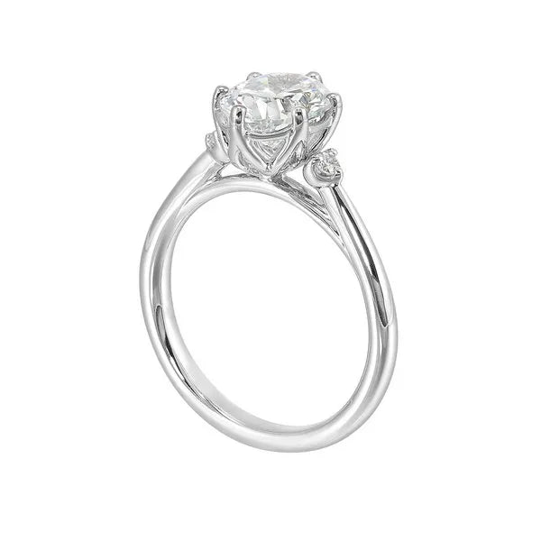 14Kt White Semi Mount 1/15Ctw For 2Ctw Oval Center
