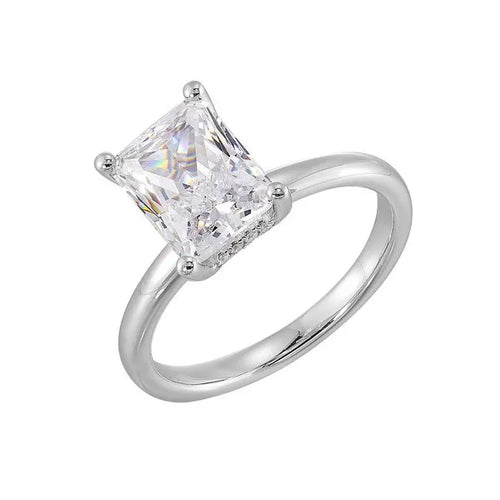 14Kt White Semi Mount 1/20Ctw For 2Ctw Radiant Center