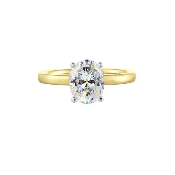 14Kt White Yellow Semi Mount 1/15Ctw For 2Ctw Oval Center