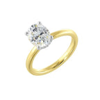 14Kt White Yellow Semi Mount 1/15Ctw For 2Ctw Oval Center