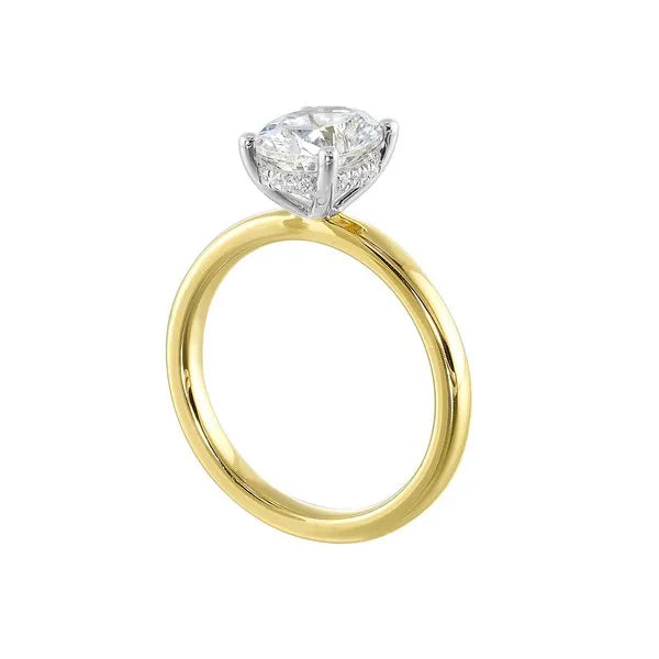 14Kt White Yellow Semi Mount 1/15Ctw For 2Ctw Oval Center