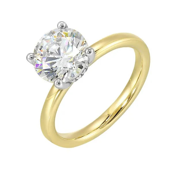 14Kt White Yellow Semi Mount 1/20Ctw For 2Ct Round Center