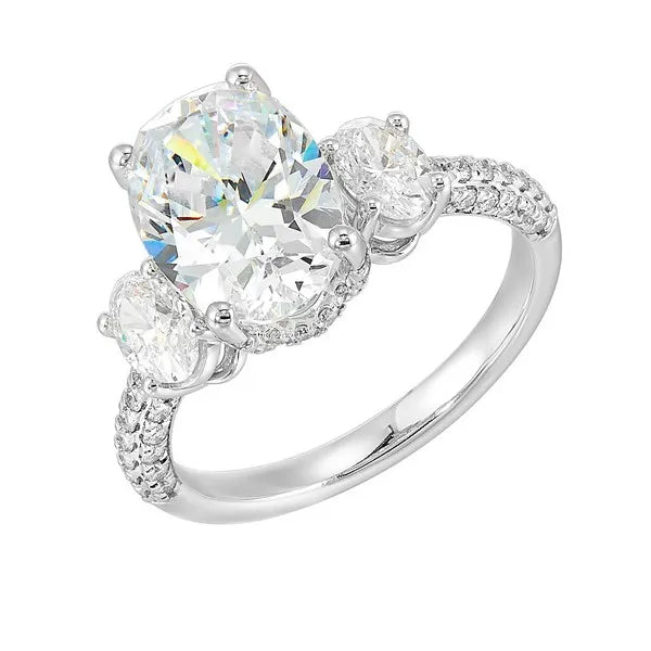14Kt White Semi Mount 1Ctw For 3Ctw Oval Center