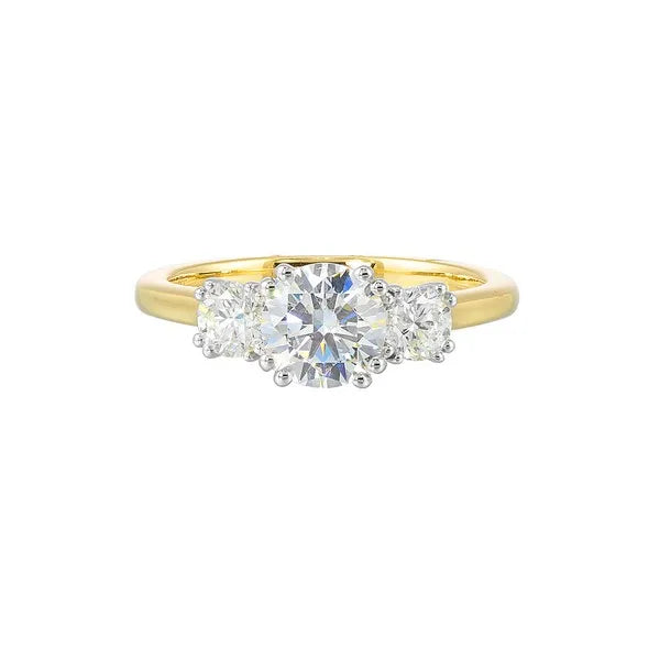 14Kt White Yellow Semi Mount 1/2Ctw For 1Ctw Round Center
