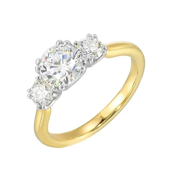 14Kt White Yellow Semi Mount 1/2Ctw For 1Ctw Round Center