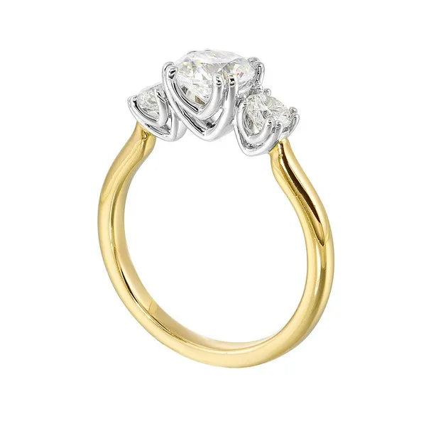 14Kt White Yellow Semi Mount 1/2Ctw For 1Ctw Round Center