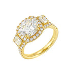 14Kt Yellow Semi Mount 1 1/6Ctw For 2Ctw Round Center
