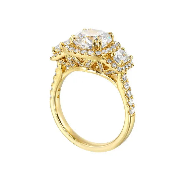 14Kt Yellow Semi Mount 1 1/6Ctw For 2Ctw Round Center
