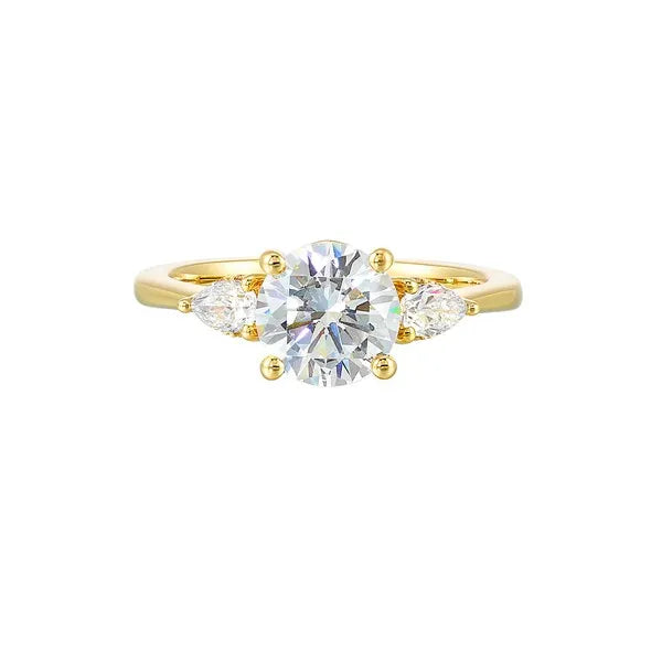 14Kt Yellow Semi Mount 3/8Ctw For 1 1/2Ctw Round Center