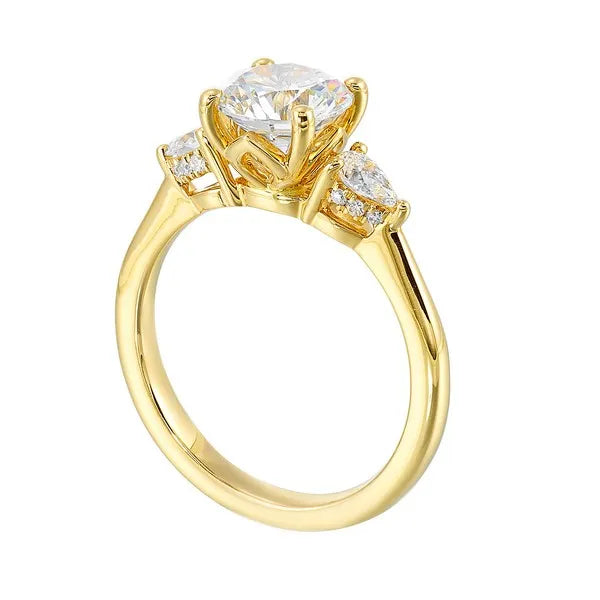 14Kt Yellow Semi Mount 3/8Ctw For 1 1/2Ctw Round Center