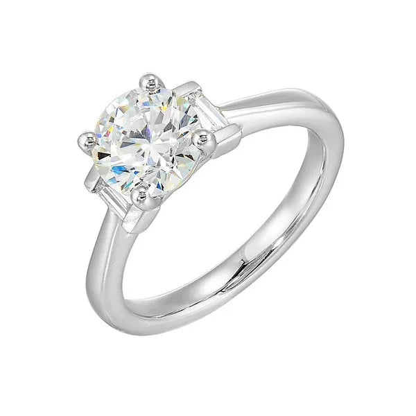 14Kt White Semi Mount 1/3Ctw For 1 1/2Ctw Round Center