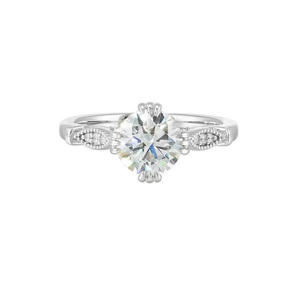 14Kt White Semi Mount 1/4Ctw For 1 1/2Ctw Round Center