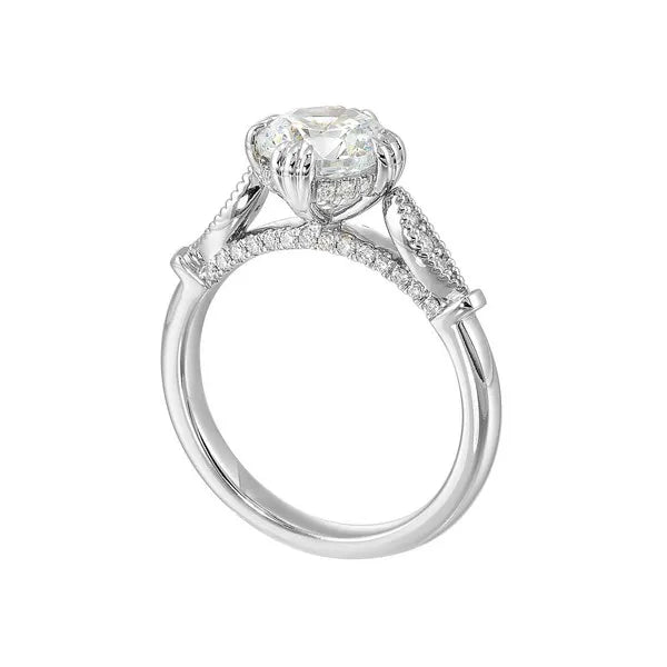 14Kt White Semi Mount 1/4Ctw For 1 1/2Ctw Round Center