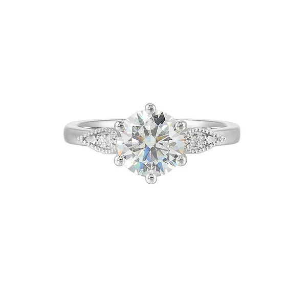 14Kt White Semi Mount 1/25Ctw For 1 1/2Ctw Round Center