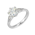 14Kt White Semi Mount 1/25Ctw For 1 1/2Ctw Round Center