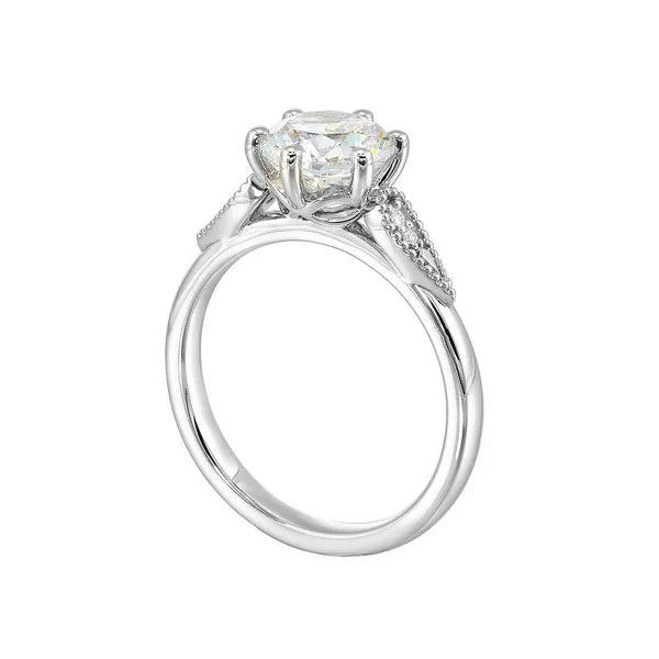 14Kt White Semi Mount 1/25Ctw For 1 1/2Ctw Round Center
