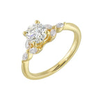 14Kt Yellow Semi Mount 1/5Ctw For 1Ctw Round Center