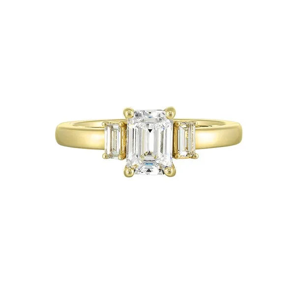14Kt Yellow Semi Mount 1/5Ctw For 1 1/2Ctw Emerald Cut Center