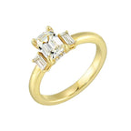 14Kt Yellow Semi Mount 1/5Ctw For 1 1/2Ctw Emerald Cut Center