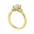 14Kt Yellow Semi Mount 1/5Ctw For 1 1/2Ctw Emerald Cut Center