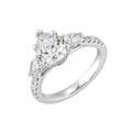14Kt White Semi Mount 1/2Ctw For 2Ctw Pear Center