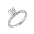 14Kt White Semi Mount 1/4Ctw For 1 1/2Ctw Emerald Cut Center