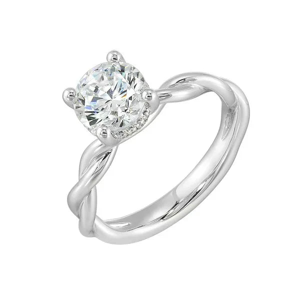 14Kt White Semi Mount 1/20Ctw For 1 1/2Ctw Round Center