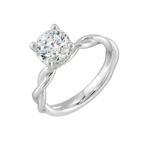 14Kt White Semi Mount 1/20Ctw For 1 1/2Ctw Round Center
