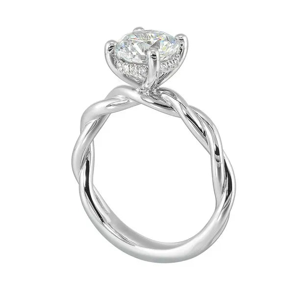 14Kt White Semi Mount 1/20Ctw For 1 1/2Ctw Round Center