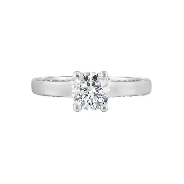 14Kt White Semi Mount 1/4Ctw For 1Ct Round Center