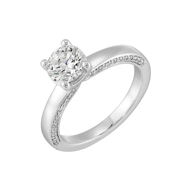 14Kt White Semi Mount 1/4Ctw For 1Ct Round Center