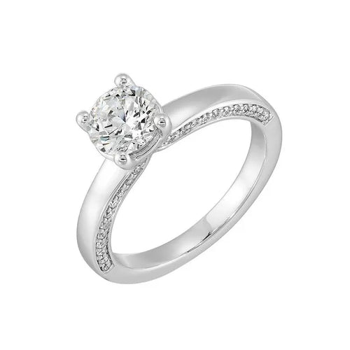 14Kt White Semi Mount 1/4Ctw For 1Ct Round Center