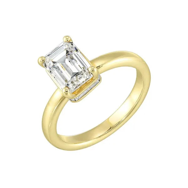 14Kt Yellow Semi Mount 1/4Ctw For 2Ctw Emerald Cut Center