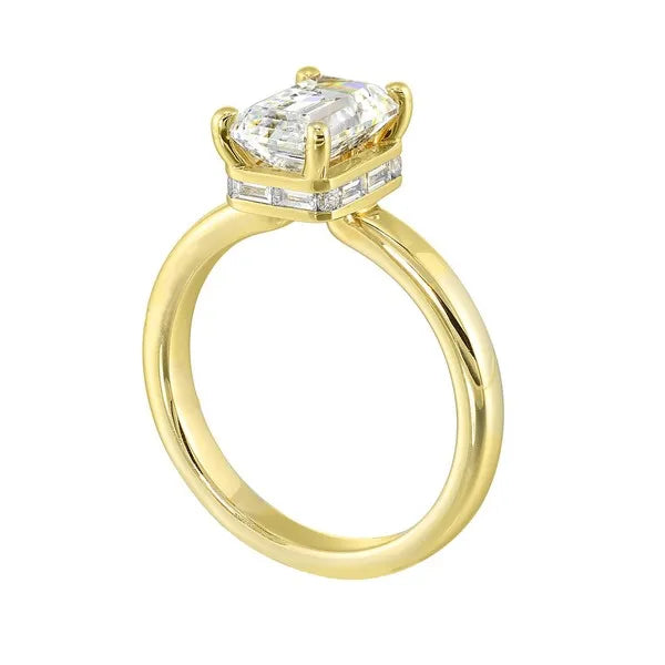 14Kt Yellow Semi Mount 1/4Ctw For 2Ctw Emerald Cut Center