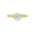 14Kt Yellow Semi Mount 1/4Ctw For 1Ctw Oval Center