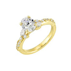 14Kt Yellow Semi Mount 1/4Ctw For 1Ctw Oval Center