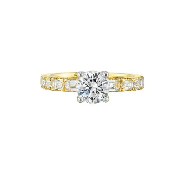 14Kt Yellow Semi Mount 5/6Ctw For 1Ctw Round Center