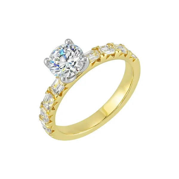14Kt Yellow Semi Mount 5/6Ctw For 1Ctw Round Center
