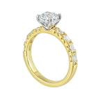 14Kt Yellow Semi Mount 5/6Ctw For 1Ctw Round Center