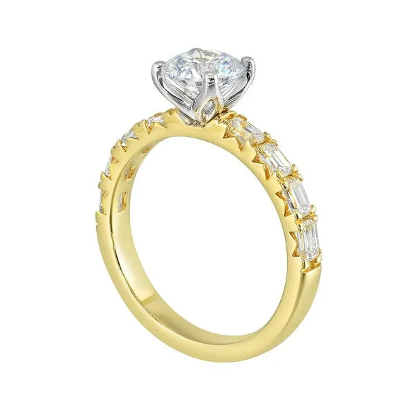 14Kt Yellow Semi Mount 5/6Ctw For 1Ctw Round Center