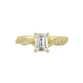 14Kt Yellow Semi Mount 1/3Ctw For 1 1/2Ctw Emerald Cut Center