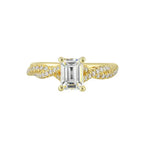14Kt Yellow Semi Mount 1/3Ctw For 1 1/2Ctw Emerald Cut Center
