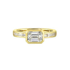 14Kt Yellow Semi Mount 1/2Ctw For 1Ct Emerald Cut Center